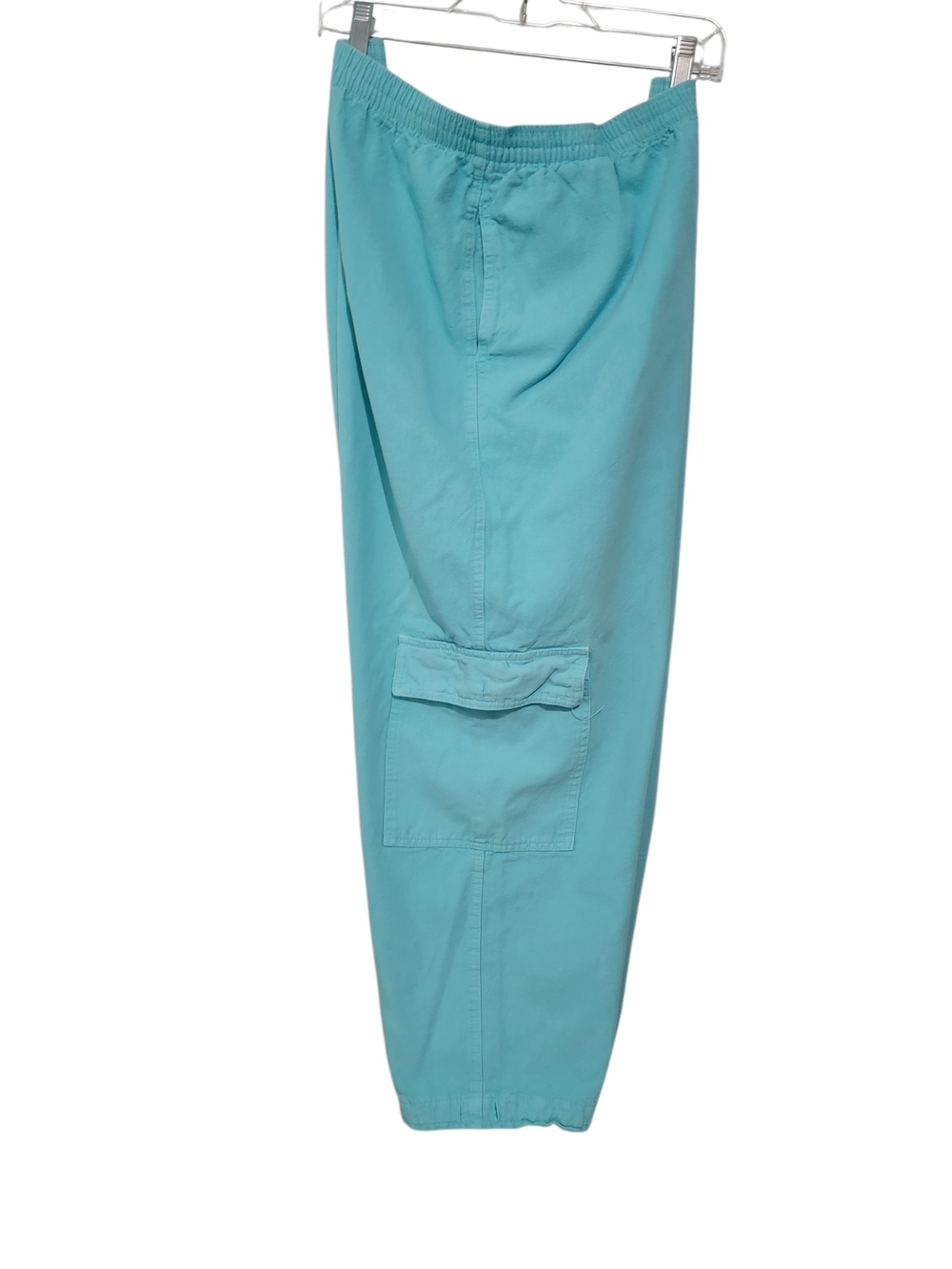 Teal Ankle Cargo Pants - Women's Cropped Utility Style